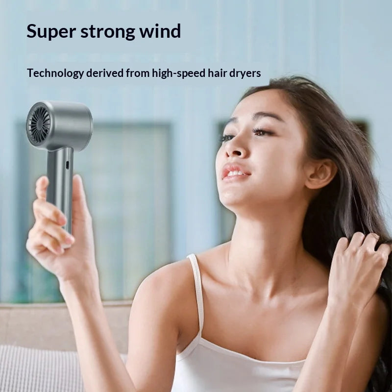 Bladeless Turbine Handheld Fan — Stepless Speed Control Portable Mini Fan with LED Display for Travel and Daily Use