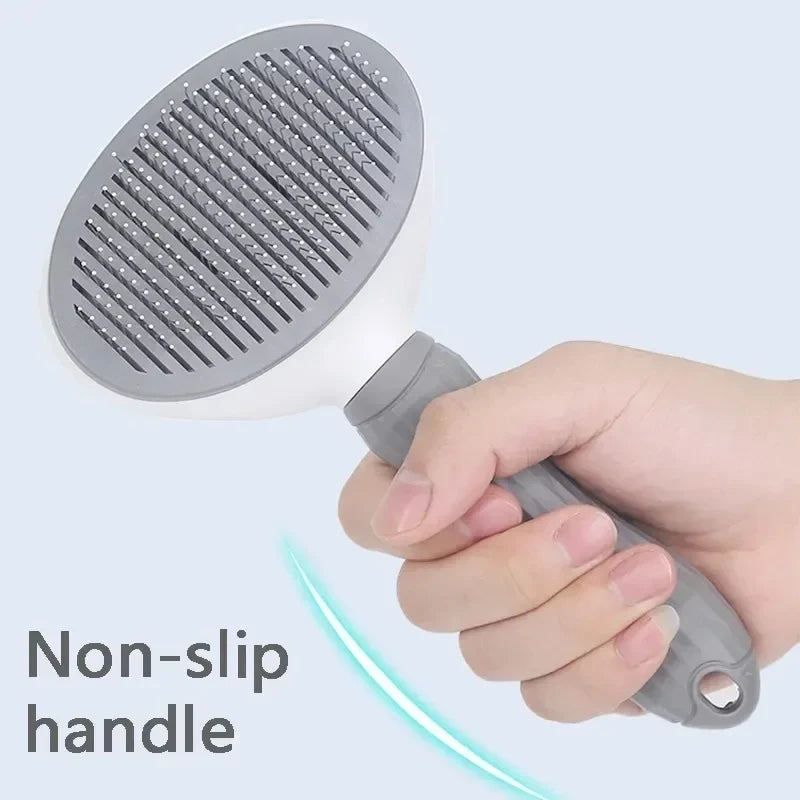 Self-Cleaning Pet Slicker Brush — One-Click Hair Removal for Dogs & Cats | Soft Bristle Grooming Tool for All Coat Types
