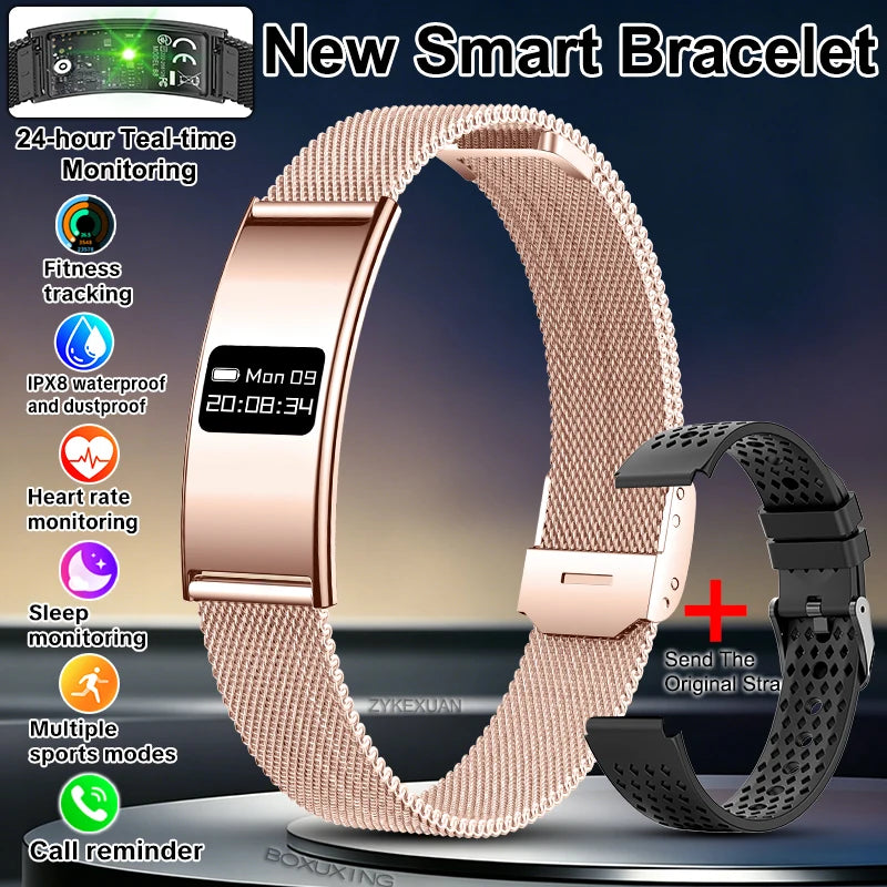 Ultra-Slim Smart Fitness Tracker Bracelet — Heart Rate Sleep Monitor 10ATM Waterproof