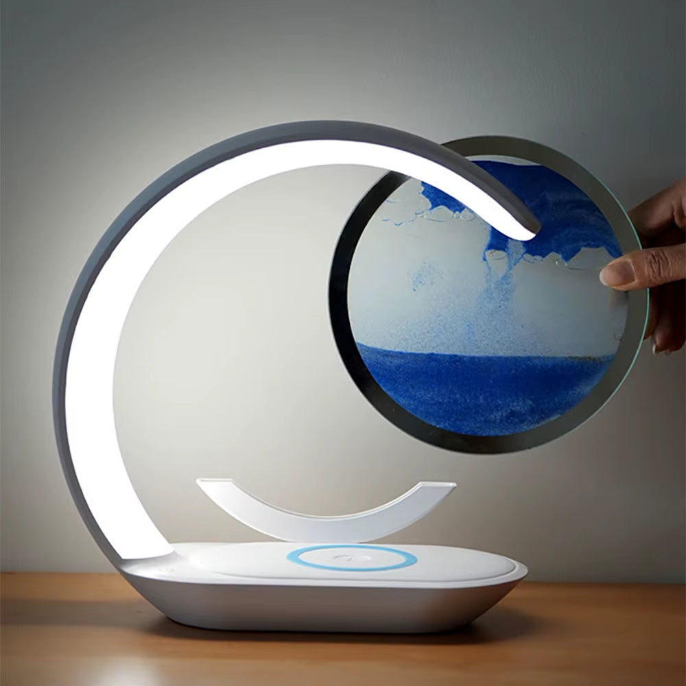 Kinetic Sand Art LED Lamp with Integrated Wireless Charging Base