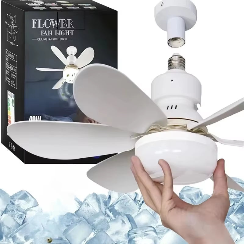 30W Smart LED Ceiling Fan Light | Remote-Controlled E27 Socket Fan with Dimmable Lighting