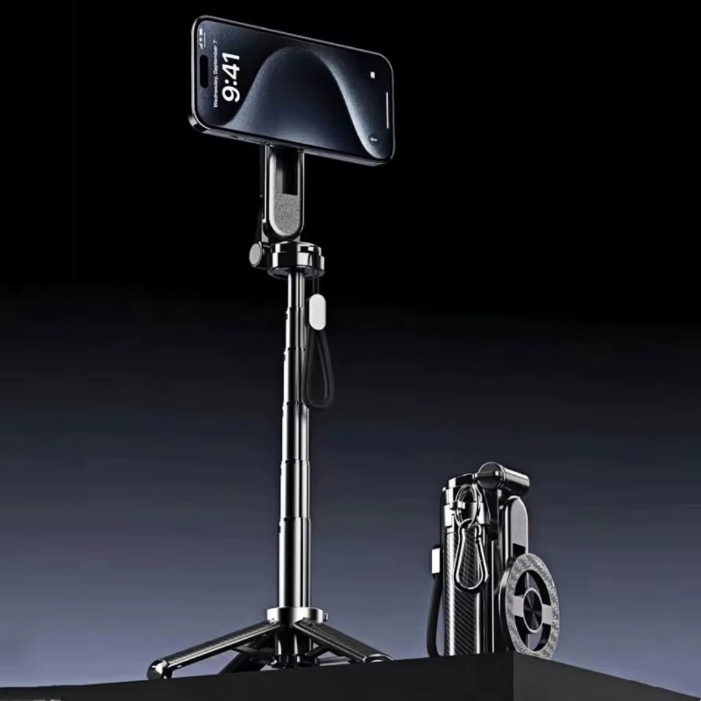 4-In-1 Magnetic Mini Selfie Stick – 360° Rotating Wireless Bluetooth Tripod & Handheld Stabilizer
