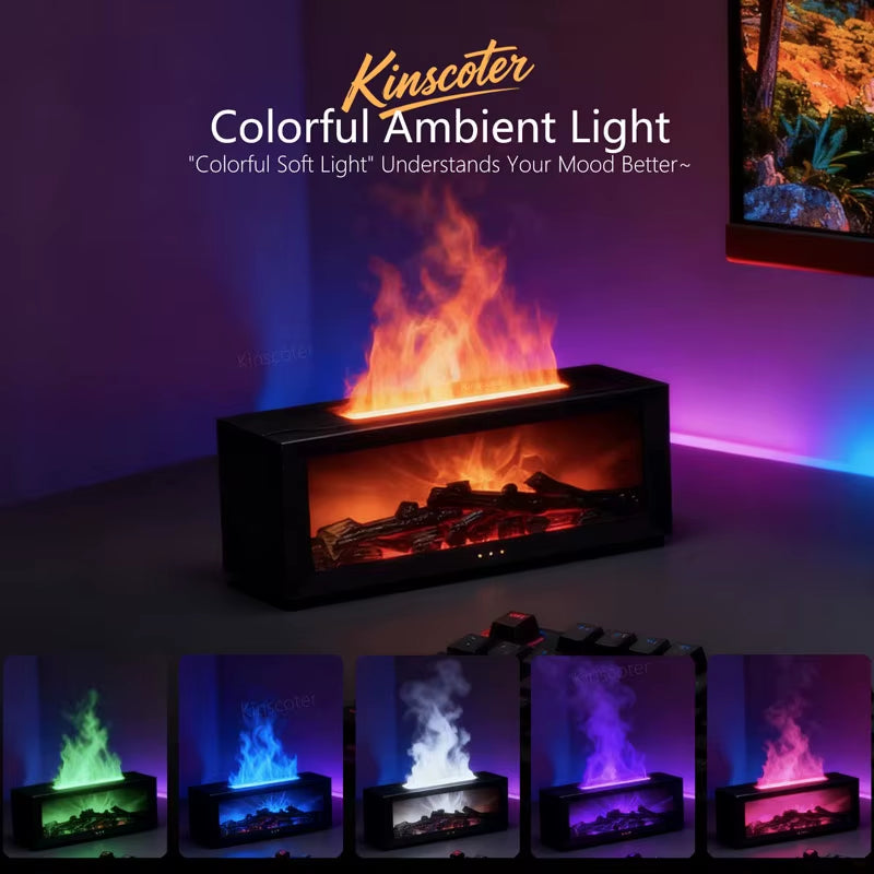 Fireplace Aroma Diffuser – Simulated Flame Ultrasonic Humidifier with Remote & Auto-Off