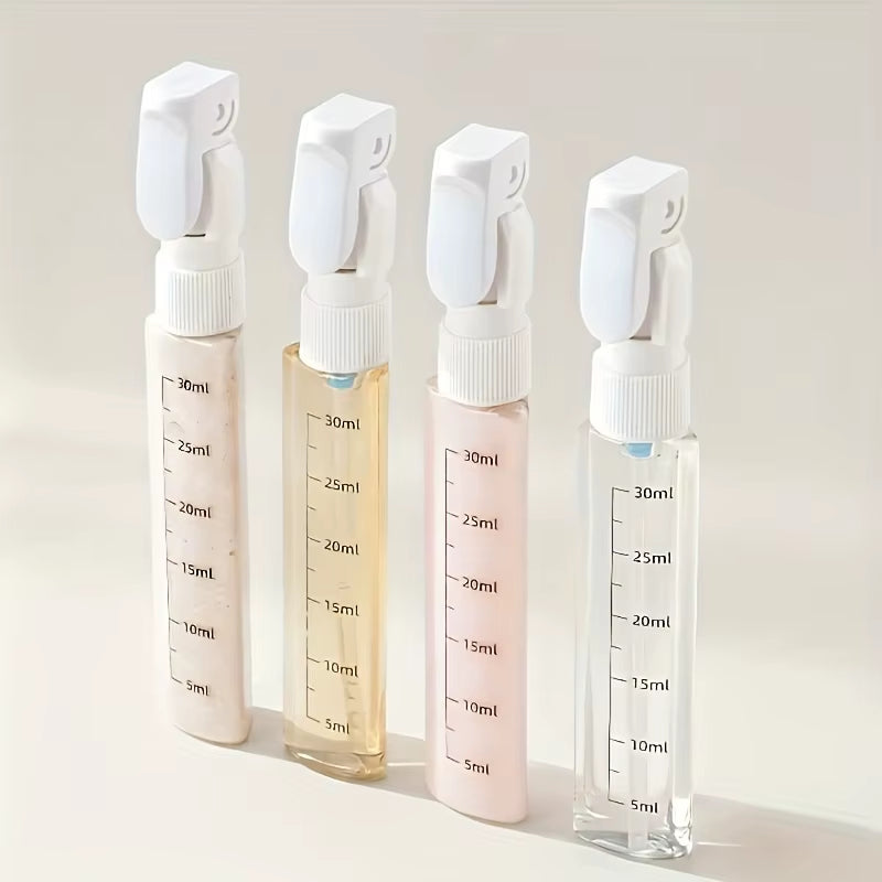 4-in-1 Minimalist Travel Dispenser Set | Leak-Proof Refillable Toiletry Organizer with Labels