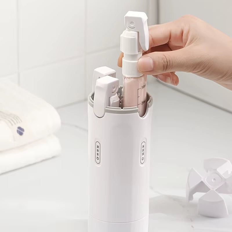 4-in-1 Minimalist Travel Dispenser Set | Leak-Proof Refillable Toiletry Organizer with Labels