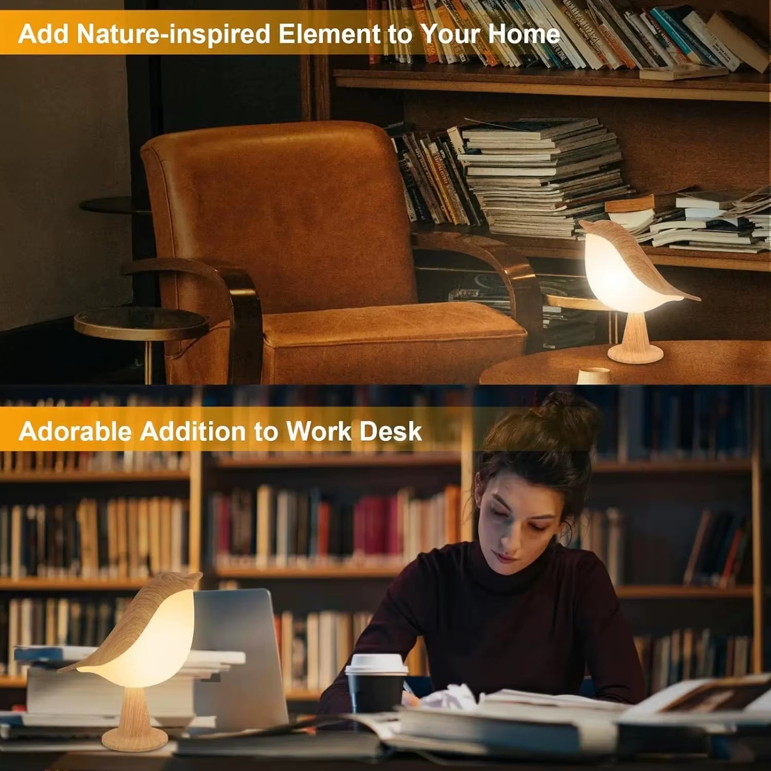 Sculptural Bird Desk Lamp – 3-Tone Touch Sensor Ambient Light