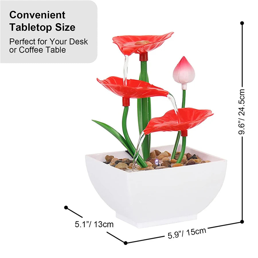 Miniature Zen Garden Tabletop Fountain – Relaxing 3-Tier LED Waterfall