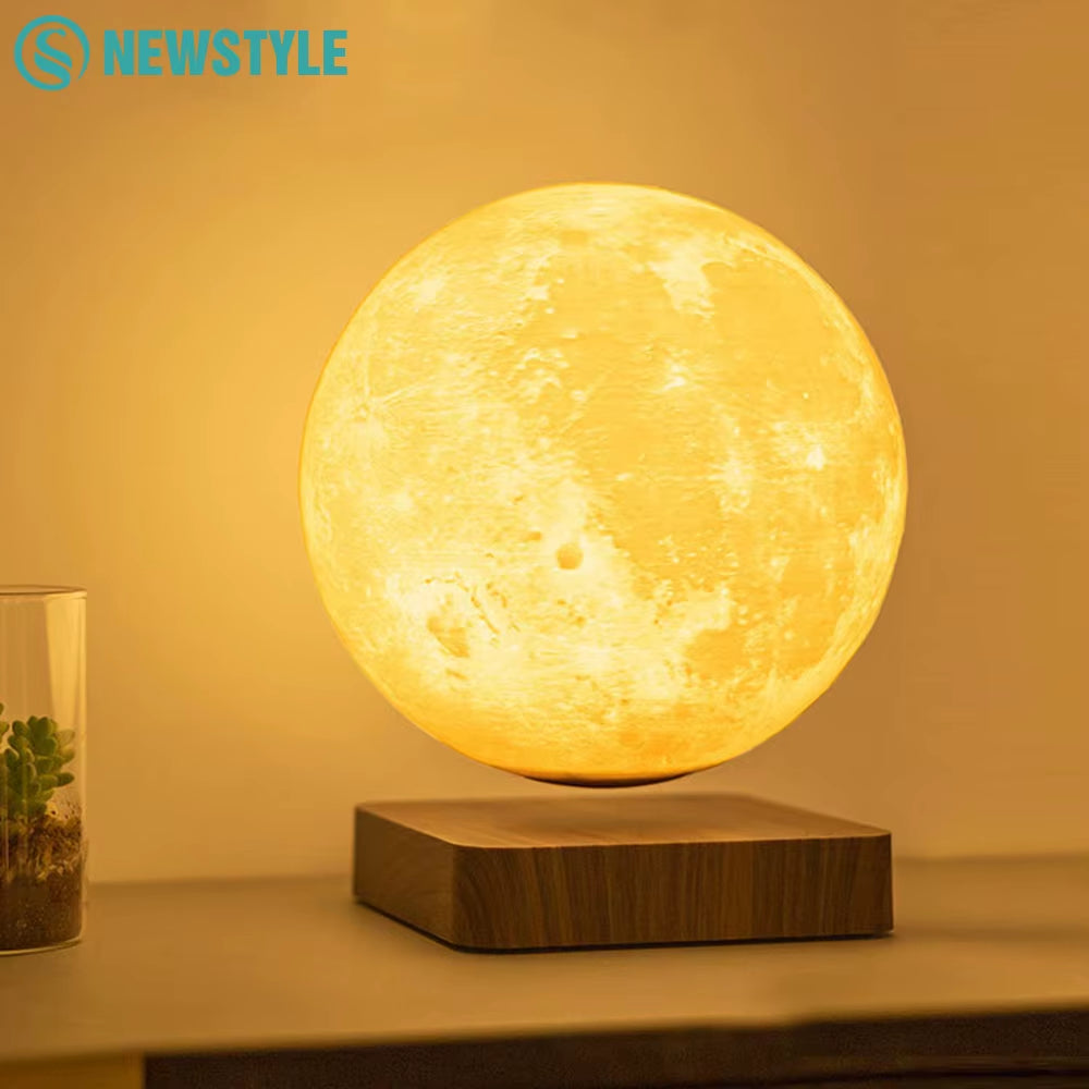Floating 3D Moon Lamp – Magnetic Levitation Night Light with 360° Rotation & Touch Control