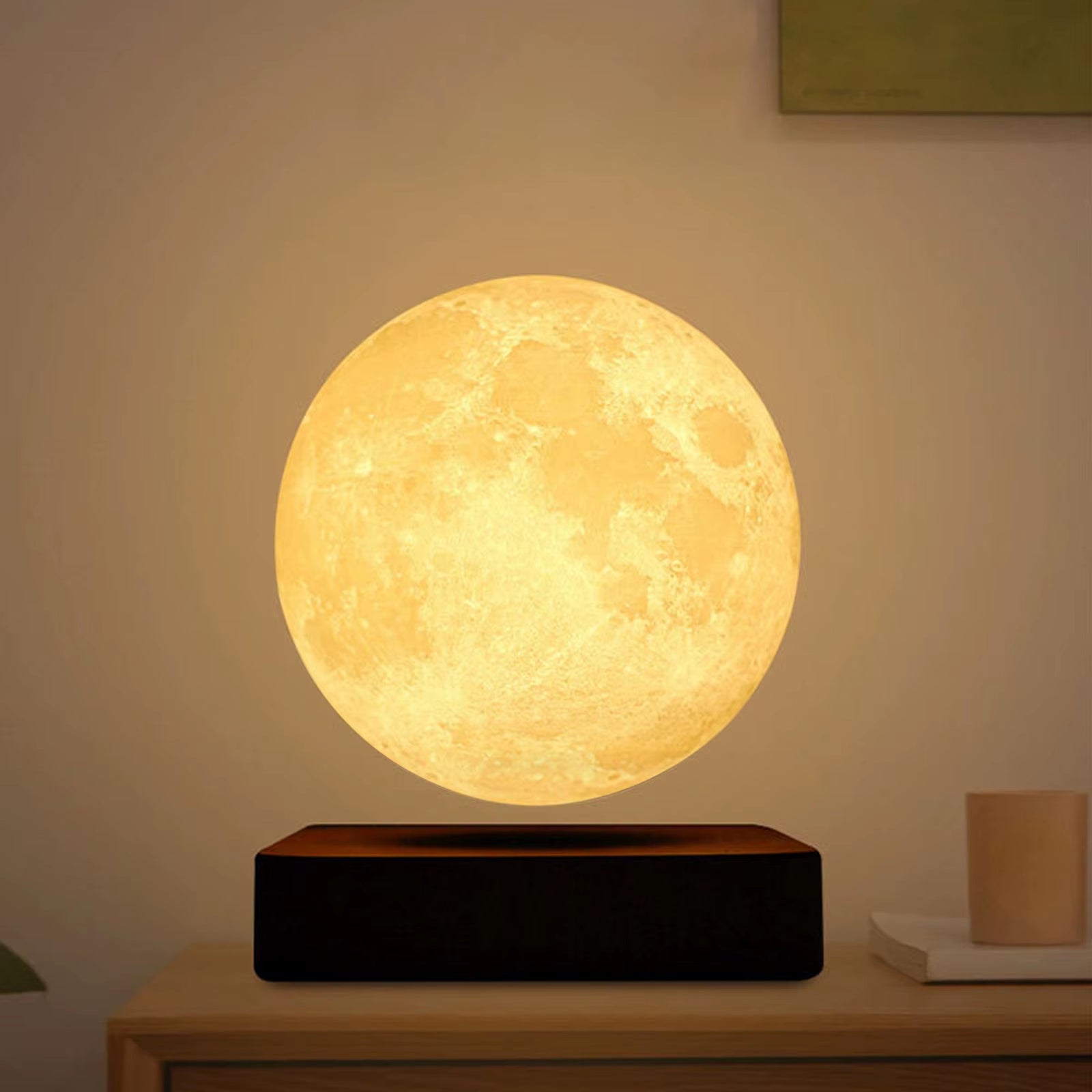 Floating 3D Moon Lamp – Magnetic Levitation Night Light with 360° Rotation & Touch Control