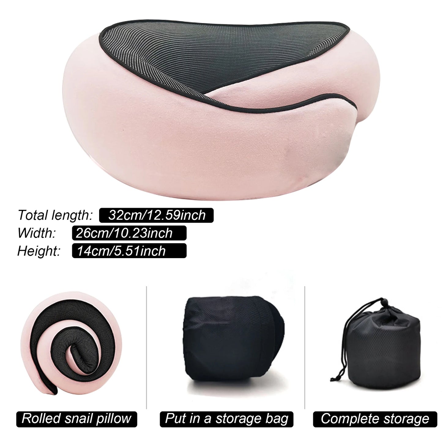 Ergonomic "Snail" Memory Foam Travel Pillow | 360° Neck Support for Flights & Long Commutes