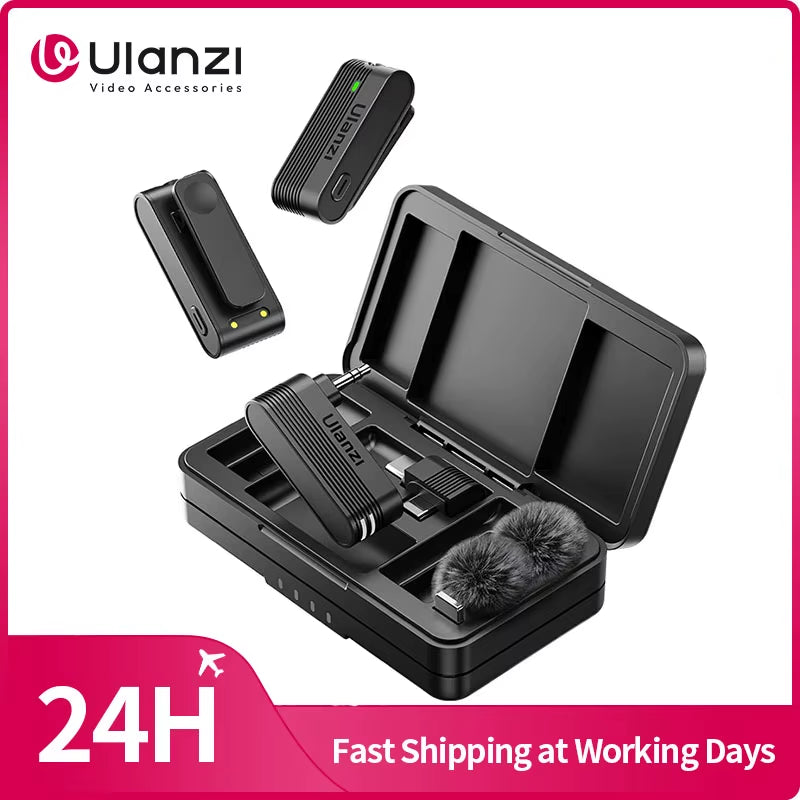 A100 Pro Wireless Lavalier Microphone | Dual-Channel Recording with Portable Charging Case