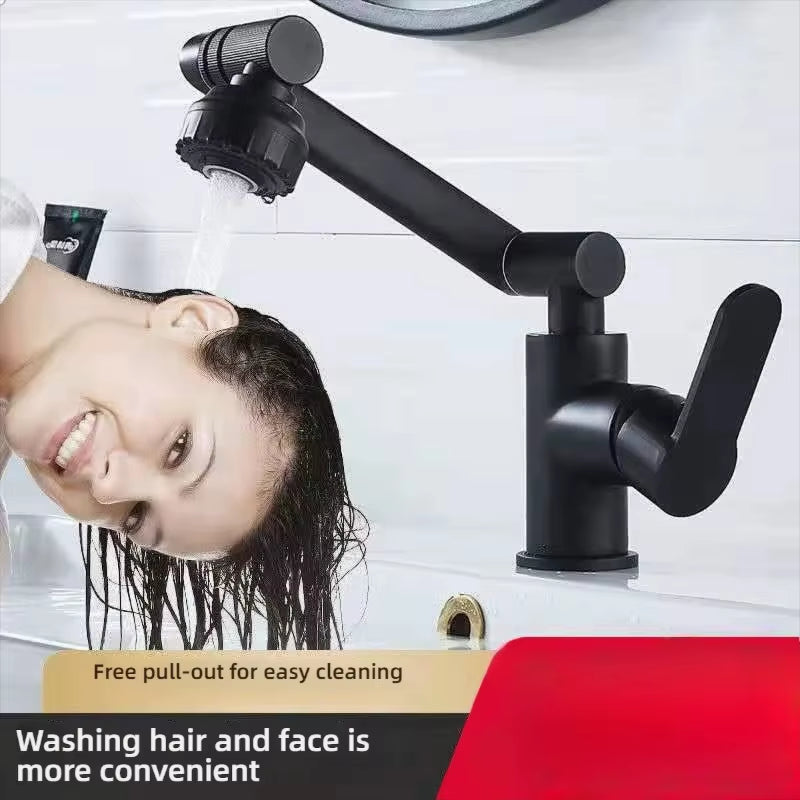 1080° Universal Swivel Robotic Arm Faucet | Splash-Proof Dual-Mode Extension Aerator