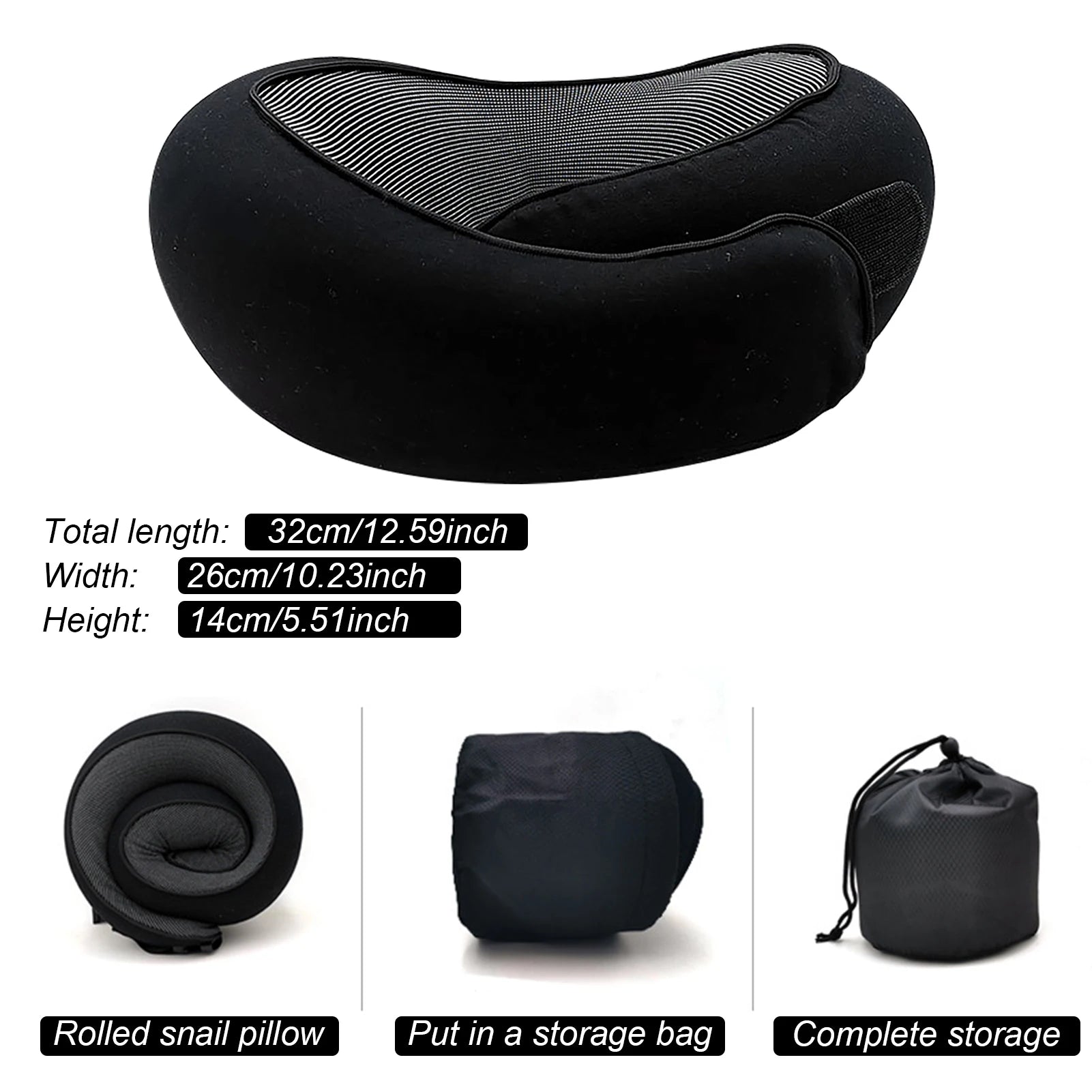 Ergonomic "Snail" Memory Foam Travel Pillow | 360° Neck Support for Flights & Long Commutes