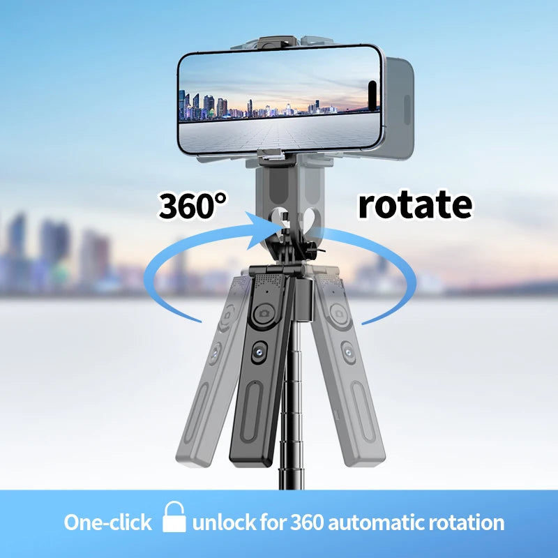 360° AI Auto-Tracking Gimbal | Foldable Smart Selfie Stick & Tripod with Motion Sensing