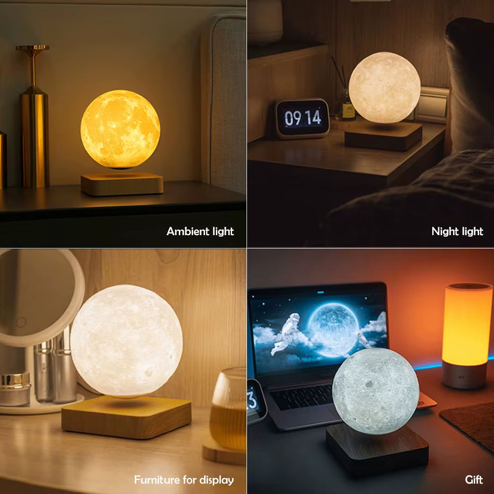 Floating 3D Moon Lamp – Magnetic Levitation Night Light with 360° Rotation & Touch Control
